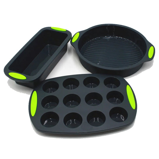 3 Pcs Silicone Baking Mold Trays